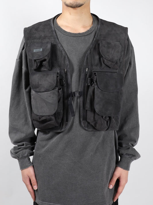 【INNAT】SUEDE MESH VEST